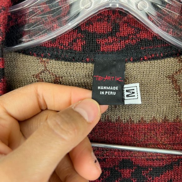 Tey-Art Peruvian Hand Made Alpaca Floral Intarsia Cardigan size M - Picture 7 of 9